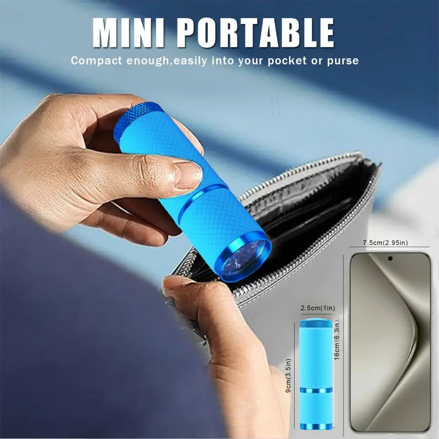 Mini lampe de poche à 9LED super lumineuse, lampe de poche d'urgence, petite torche portable, mini lanterne, lumières de camping