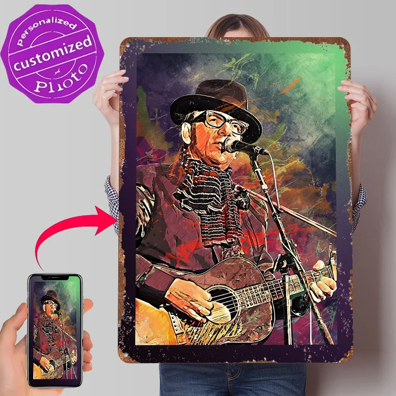 ELVIS COSTELLO Metal Poster Customized Wall Art Retro Vintage Tinplate Signs for Room Ornaments Wand Deko Gaming Decoration Home