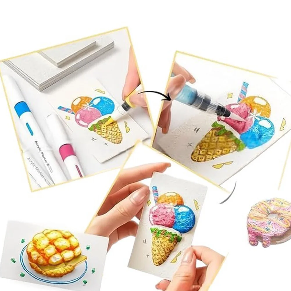 Magic Canvas Sponge DIY Creative Activity Bubble Drawing Pen 12 Colors Bubble Popcorn Drawing Pen for Greeting Birthday Cards view 6