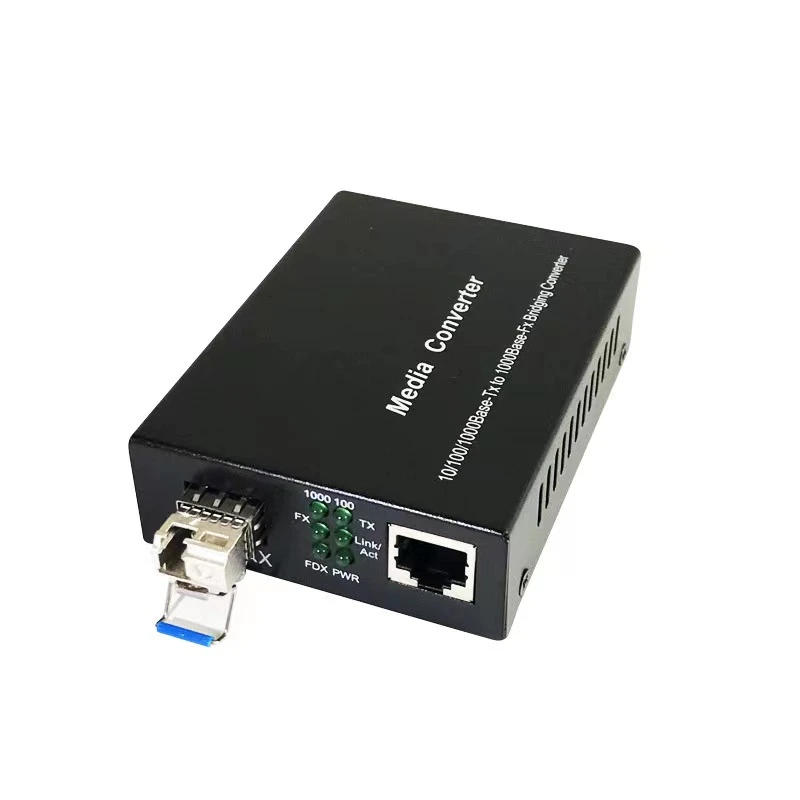 Htoc Gigabit Sfp Naar Rj45 Fiber Media Converter Lc Single Mode Single Fiber Transceiver 10/100/1000M 20Km Zwart 1 Paar