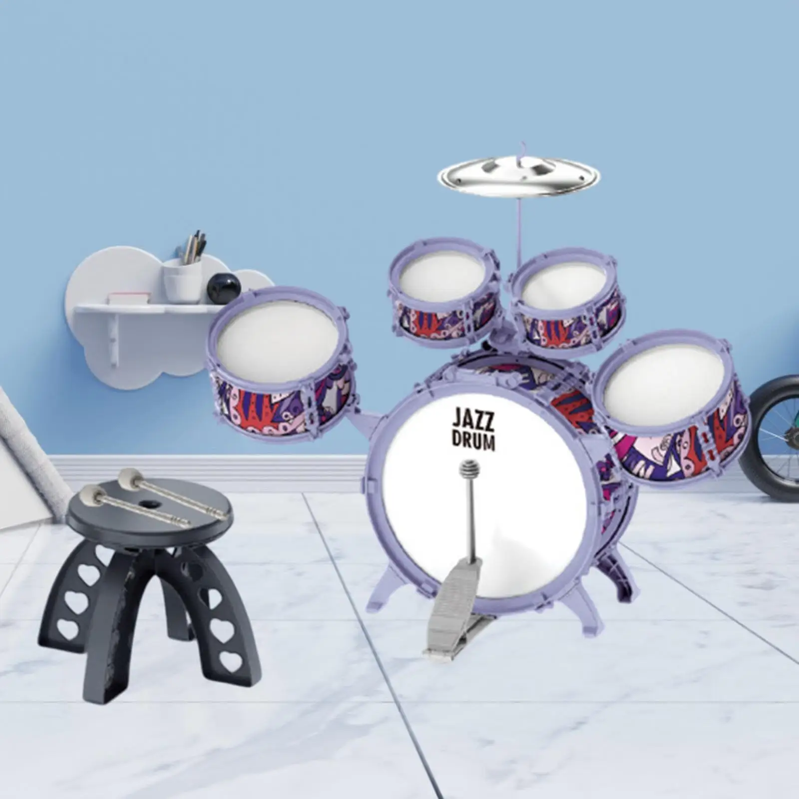 

Kids Jazz Drum Set Musical Instrument Music Enlightenment for Concert Preschool Kindergarten Birthday Gift Stage Performance