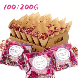 100/200g Colorful Confetti Wedding Petals 100% Natural Rose Petals Dried Flowers Floral Bridal Shower Birthday Party Decorations