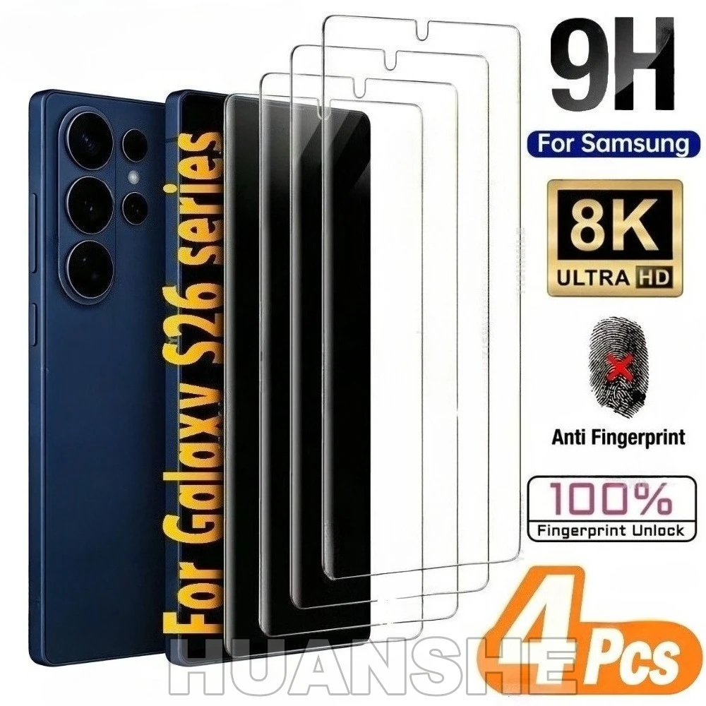 4Pcs Ultra HD Anti-Scratch Tempered Glass Screen Protector for Samsung Galaxy S26 S25 S24 Ultra S23 FE S23 S22 S21 Plus
