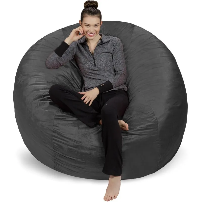 Sofa Sack Bean Bag Chair - Plush, Ultra Soft - Memory Foam Bean Bag Chair with Microsuede Cover,6 Feet,Charcoal