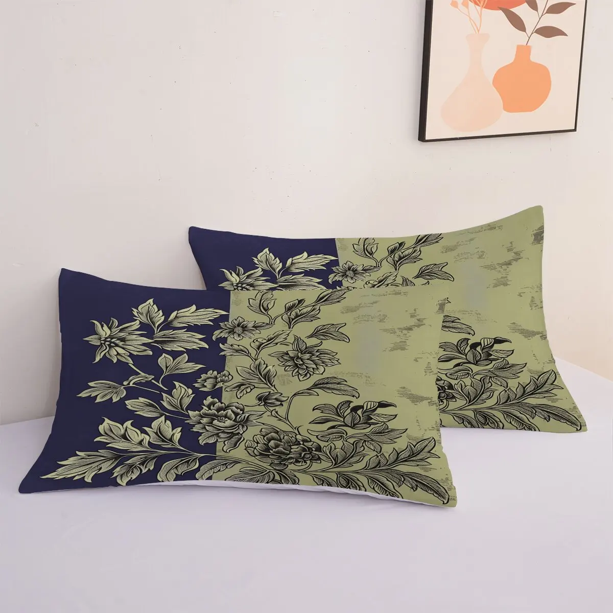 Chrysanthemum  duvet cover   Flowers and leaves  1 duvet cover, 2 pillowcases, 3 pieces