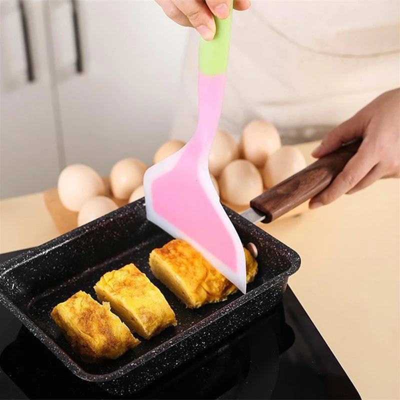 Utensilios de cocina de silicona de Color aleatorio, espátula para carne de res, huevo, raspador de cocina, pala ancha para Pizza, 1 piezas