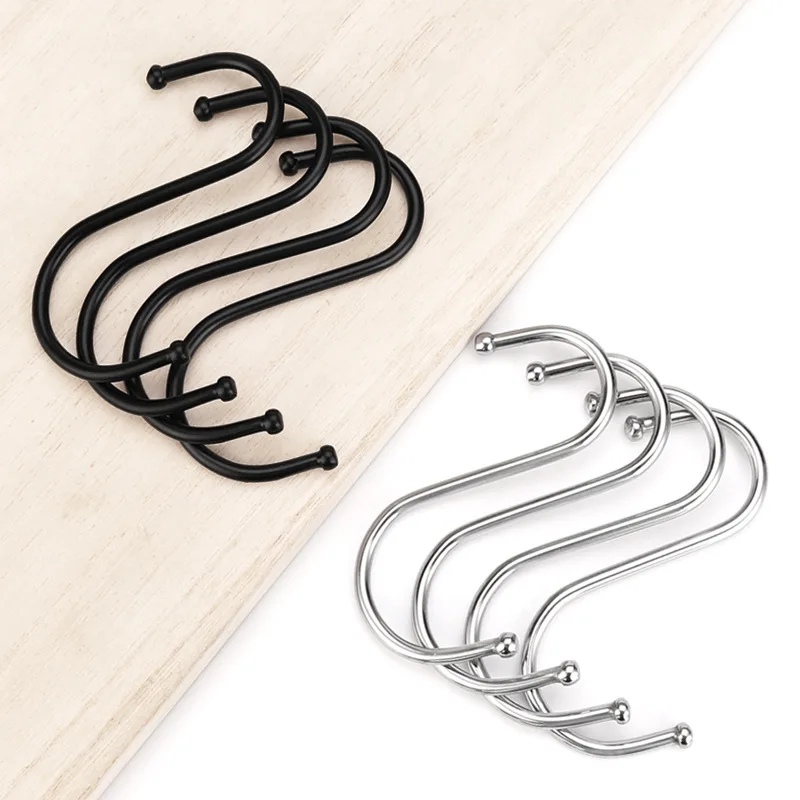 20pcs/Set Stainless Steel S Hooks with Sharp Tip Utensil Meat Clothes Hanger Hanging Hooks for Butcher Shop Kitchen Baking Tools