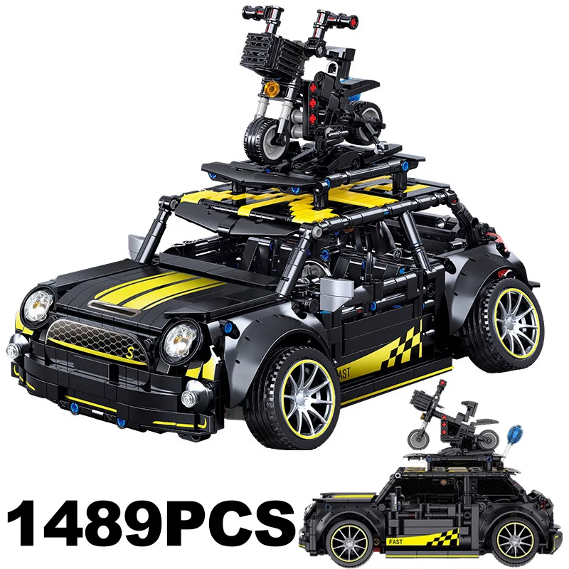 1489PCS Technical F56 Hella Flush Modified Building Blocks Hyperc  Racing Car Speed Super Vehicle Model Bricks Toy Gift For Kids