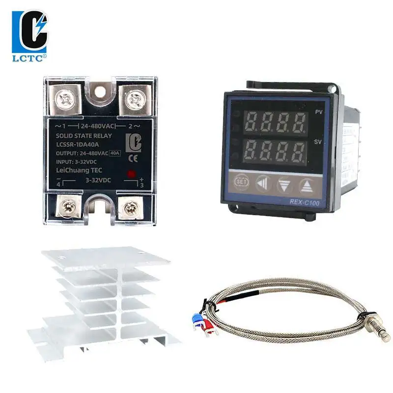 

Temperature Control System, Digital PID Temperature Controller, REX C100 Thermostat + 40DA SSR Relay + K Thermocouple 1m Probe