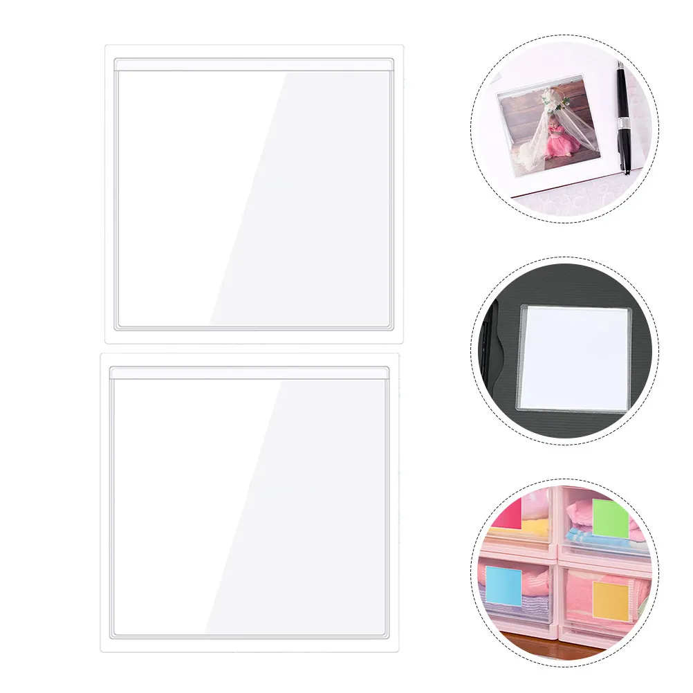 20Pcs Sturdy Clear Adhesive Card Holders PVC Label Pockets for Business Cards Index Cards Storage Bins Classroom Use Easy Insert