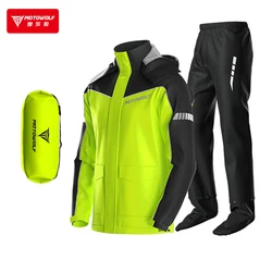 Capa de chuva dividida para motocicleta, roupa de chuva com bloqueio de cores, reflexiva, à prova d'água, chapéu ajustável, impermeável para andar de bicicleta, motocross