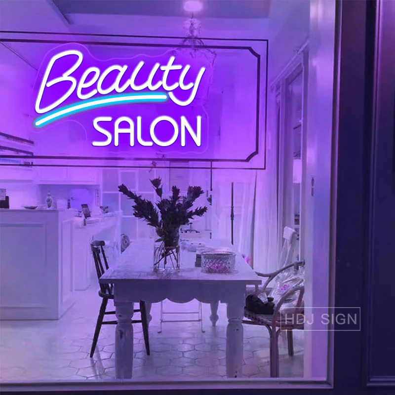 Custom Beauty Salon LED Neon Sign Business Illuminated Signboard For Manicure Shop Hair Salon Room Decor Window Decoration