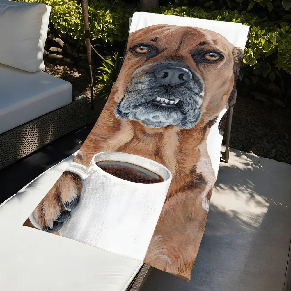 coffee animal Towel Large Quick-Drying Microfiber soft Beach Towel for Travel Fitness Sauna Bathing Camping