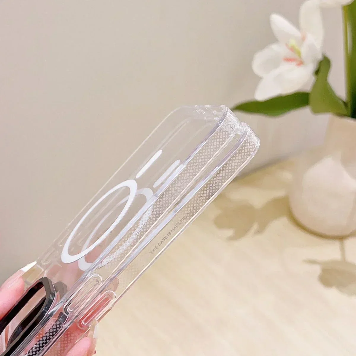 MagSafe Transparent Border X Phone Case Cover for iPhone 11 12 13 14 15 16 Pro Max Case for iPhone 16 ProMax