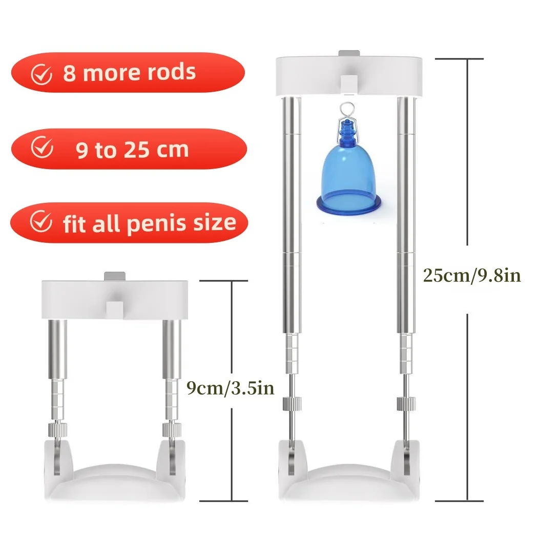 مقاس ماستر برو لتكبير القضيب الذكري والتدريب على الوقت الدائم 3 أحجام من الأكواب المفرغة وطول قابل للتعديل للحامل المعدني