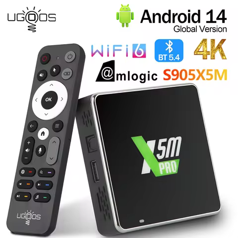 NEW UGOOS X5M Pro TV Box Android 14 Amlogic S905X5M 4K AI-SR HD Set Top Box 2.4&amp;5G Wifi6 1000M Media Player 4G 32G BT5.4 CEC RTC