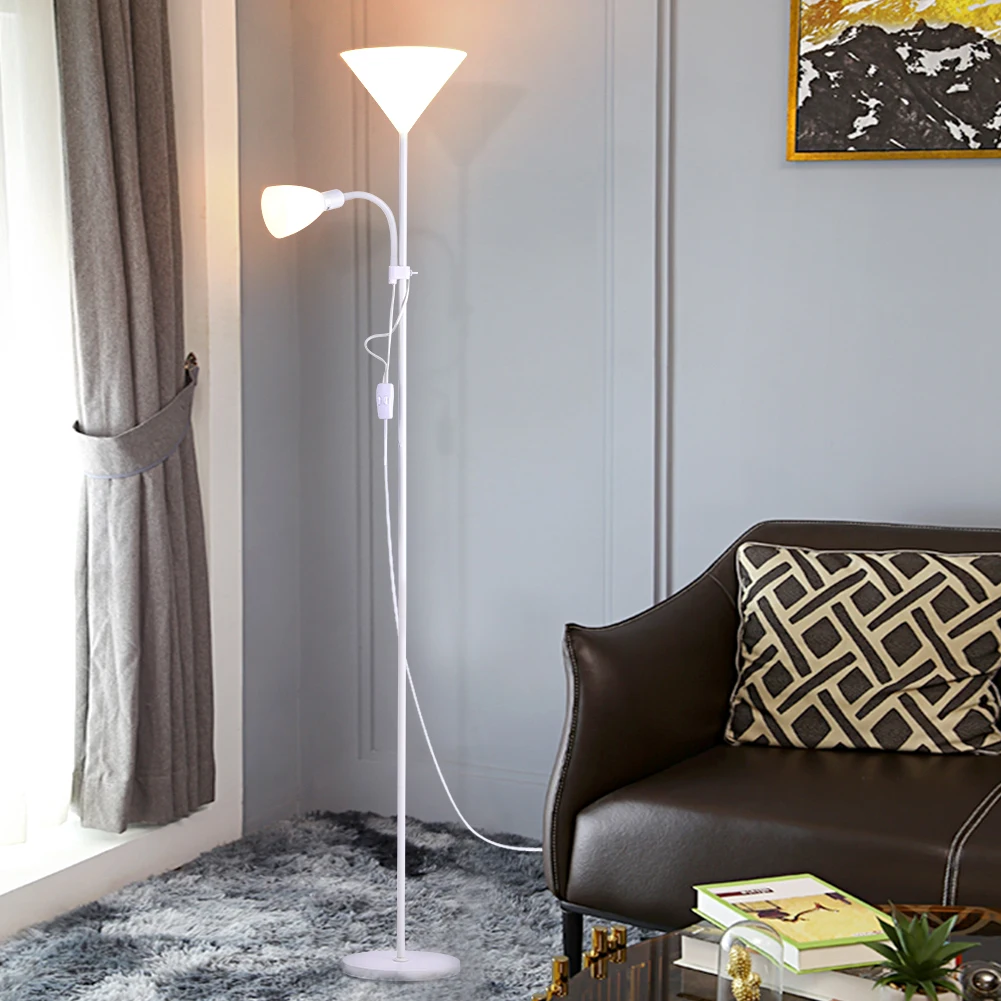 KOMORE Modern 2 Head Standing Floor Lamp Adjustable Lamp Heads 175cm Bronze&Grey&White  for Living Room, Office, Bedroom