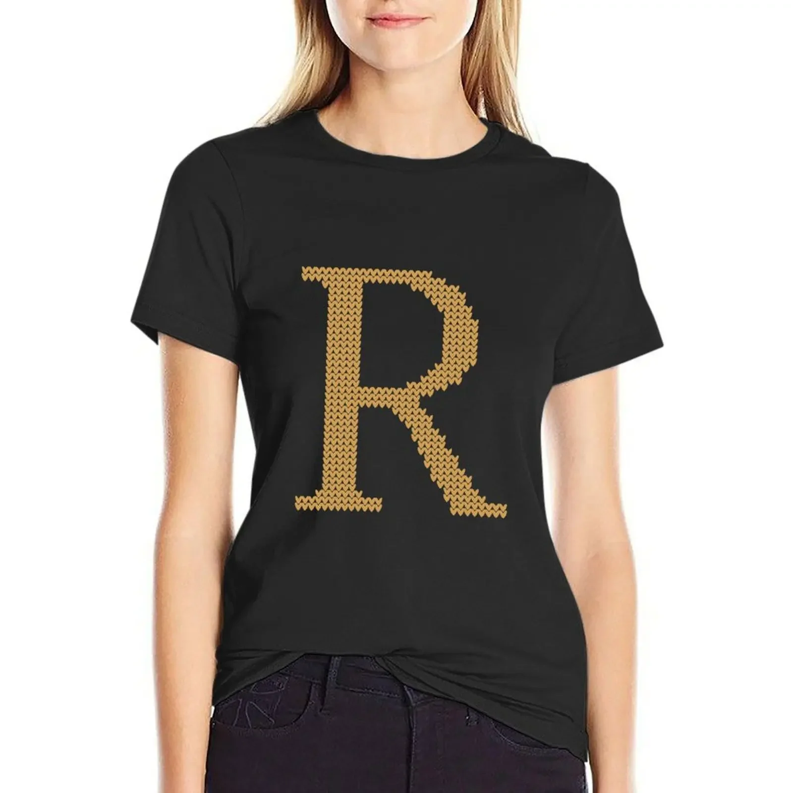

Weasley Sweater Letter R T-Shirt female sports fans korean fashion Short sleeve tee Womens clothing