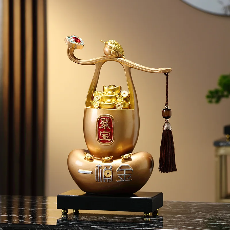 Creative Chinese style one bucket of gold cornucopia ornament to attract wealth, gather wealth, home furnishing, living room