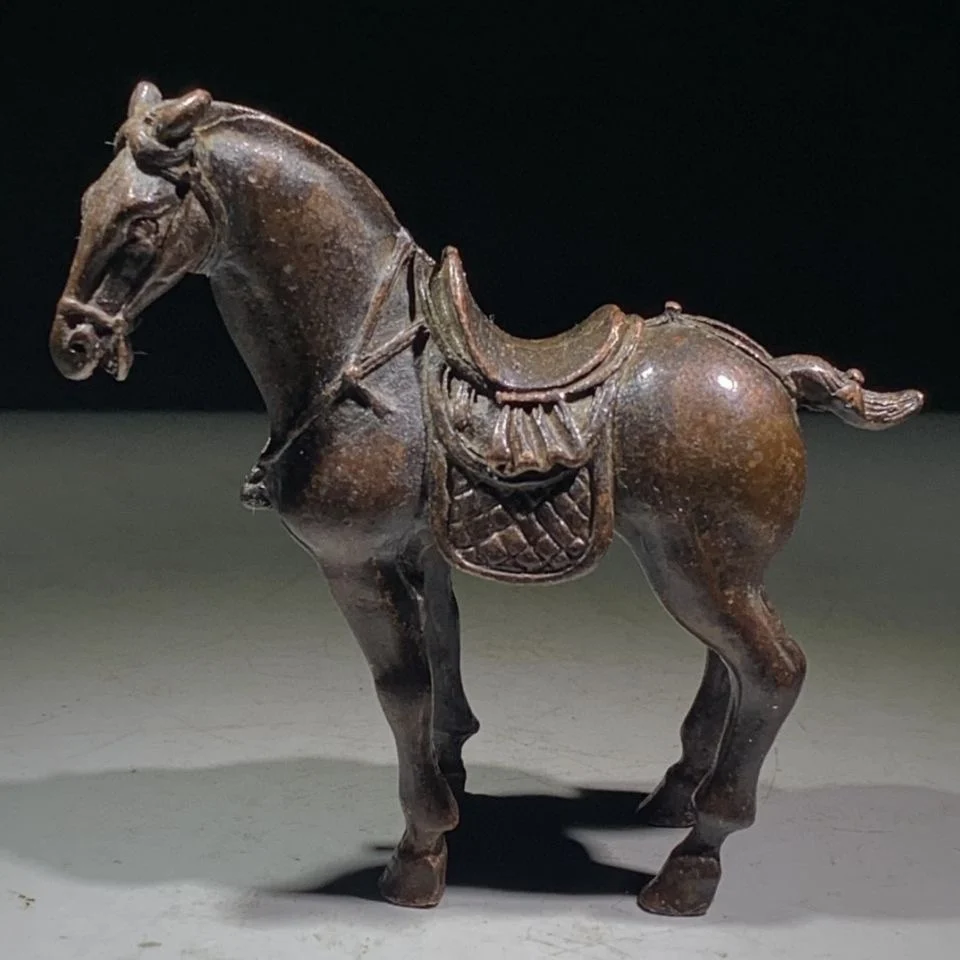 

Antique Bronze Collection Antique Solid Copper Small Tang Horse Ornament Horse with Saddle Pony Small Copper Horse Handle Piece