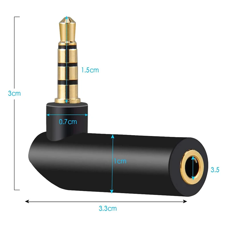 2/5PCS 4-Pole 3.5mm TRRS Male To Female Stereo Audio 90 Degree Aux Adapter for Headset Tablet MP3 Player Game Controller Speaker
