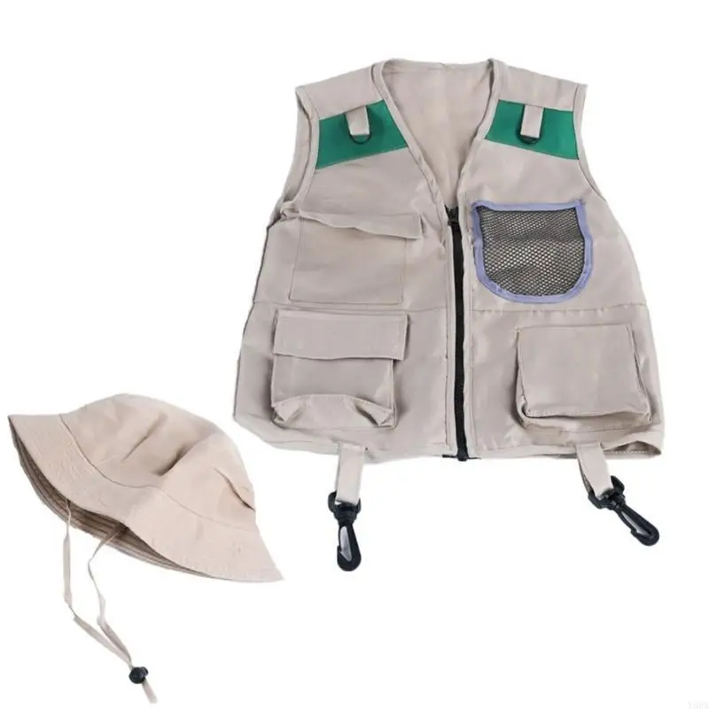 Y88a Outdoor voor kinderen verkleed en doen alsof ik kostuums wasbare kinderen -vest hoed voor
