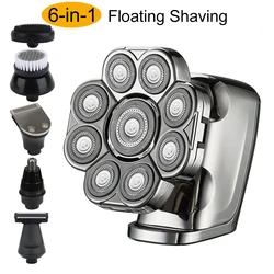 New Floating Head Electric Shaver 9D Shaving for Bald Men 6-in-1 with Nose/Body Trimmer Wet/Dry LED Display Mens Grooming Kit