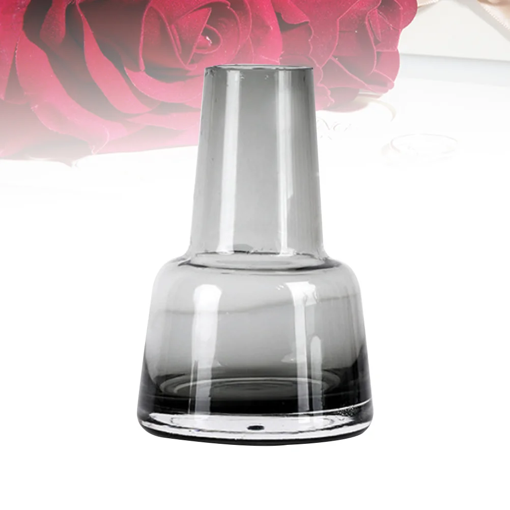 

1Pcs Glass Flower Vase Transparent Minimalist Grey Floral Bottle Desktop Decoration Living Room Flower Glass Container