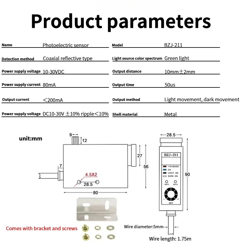 Color Mark Sensor Code photoelectric Switch Color Sensor Label Correction  Separation Positioning Sense