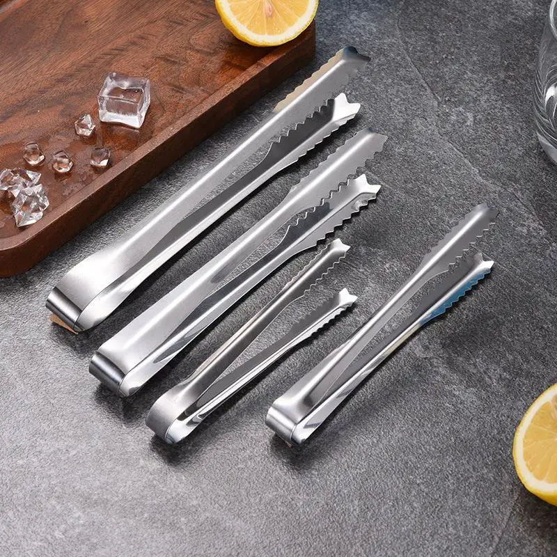 Stainless Steel Ice Tongs Serrated Edge Non-slip Rustproof Food Safe for Bar Cocktail Baking Coffee Shop Use