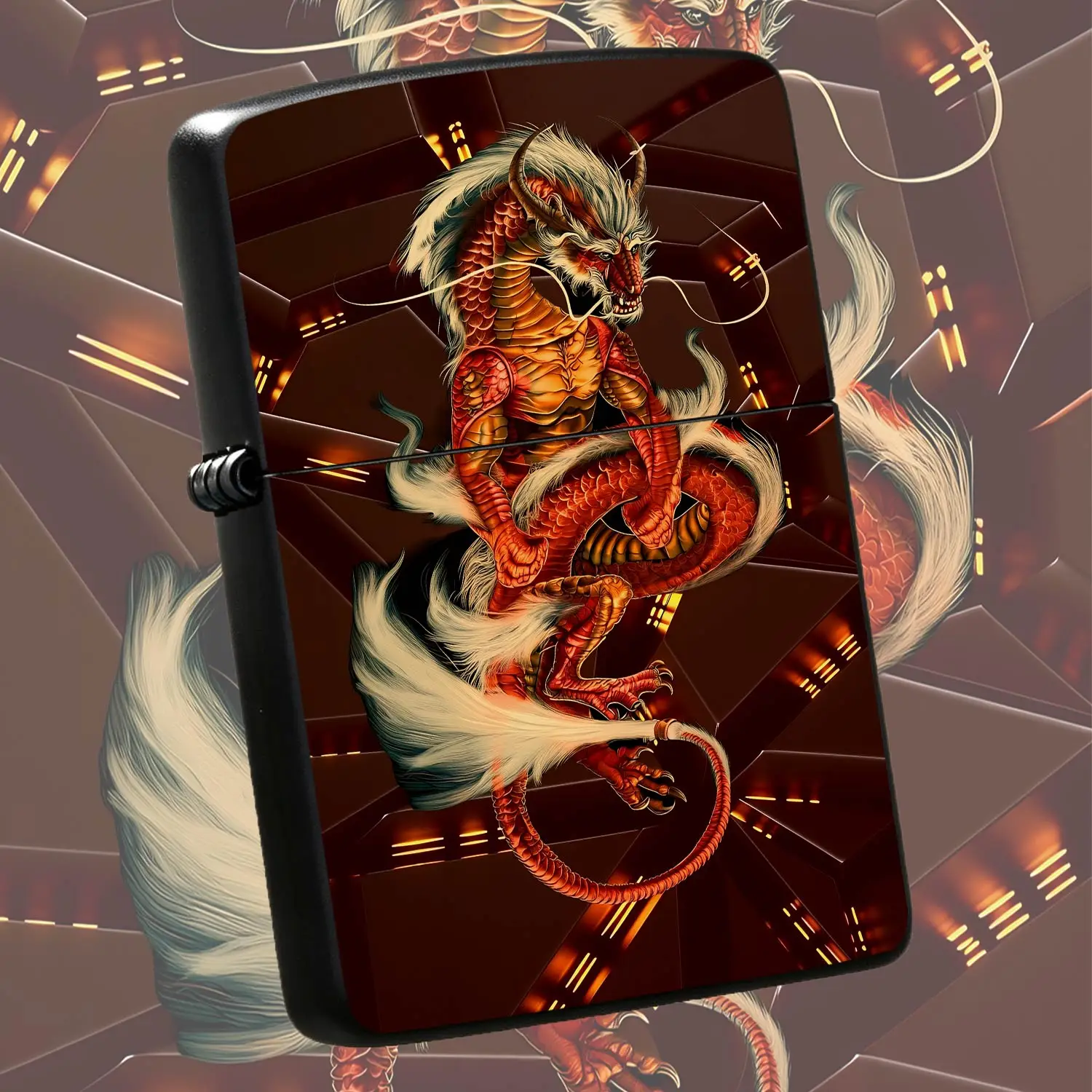 Exquisite Lighter With Auspicious Red Eastern Dragon Pattern, High Definition Full Print Craft, Suitable For Daily Commute, Outdoor Adventure, Business Trip And All Scenarios, Fine Collectible Gift For Dragon Zodiac Ent A Humorous And Inter