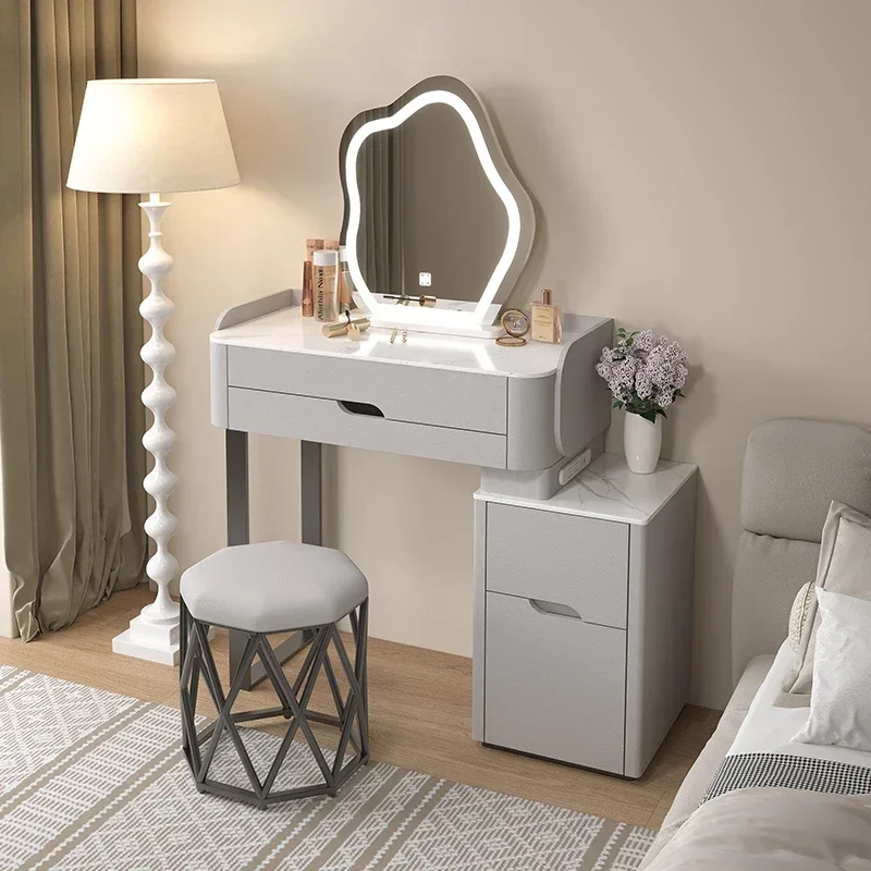 Grey Flowers Vanity Table Organizer Bedroom Stool Cloth Dressing Tables Girls Bulb Espejo Tocador Nordic Home Furniture on sale