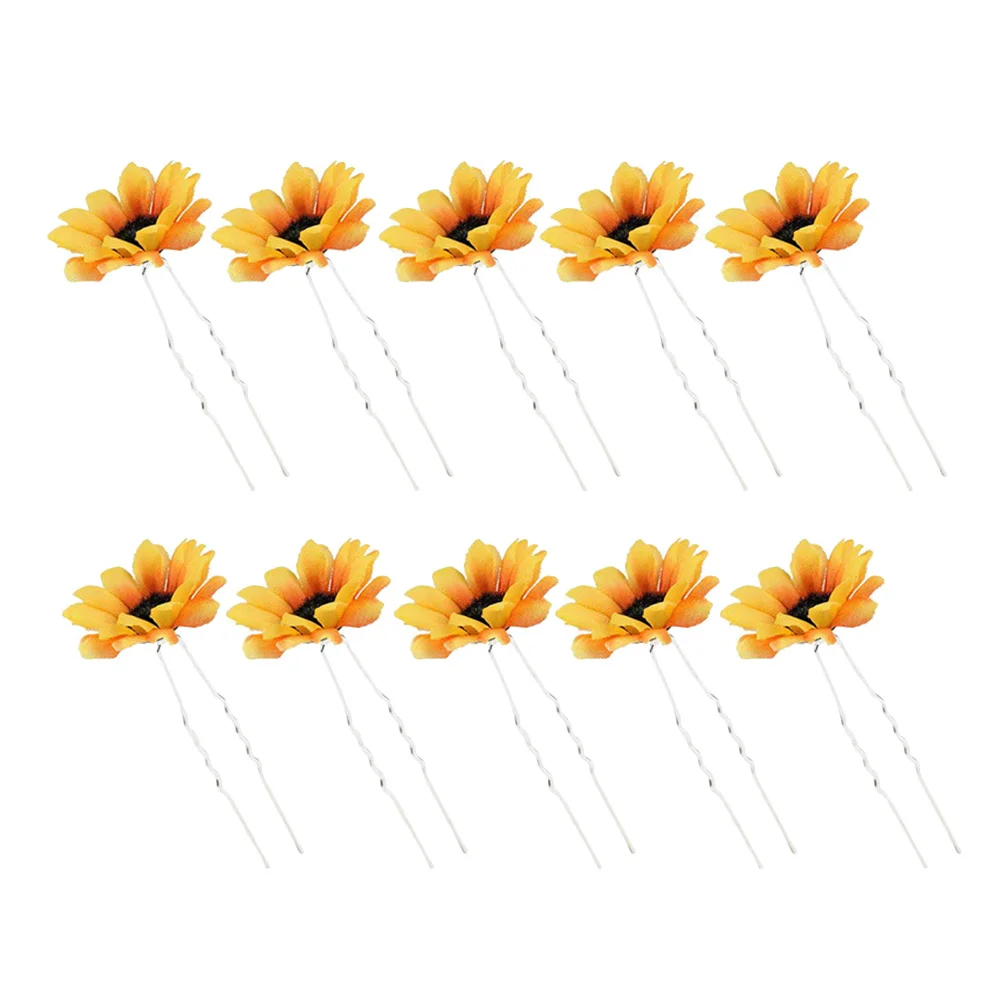 

10pcs Sunflower Pin Accessories For Women Girls Flower Hair Clips Bridal Wedding Beach Party Decorations Hair Styling Tools