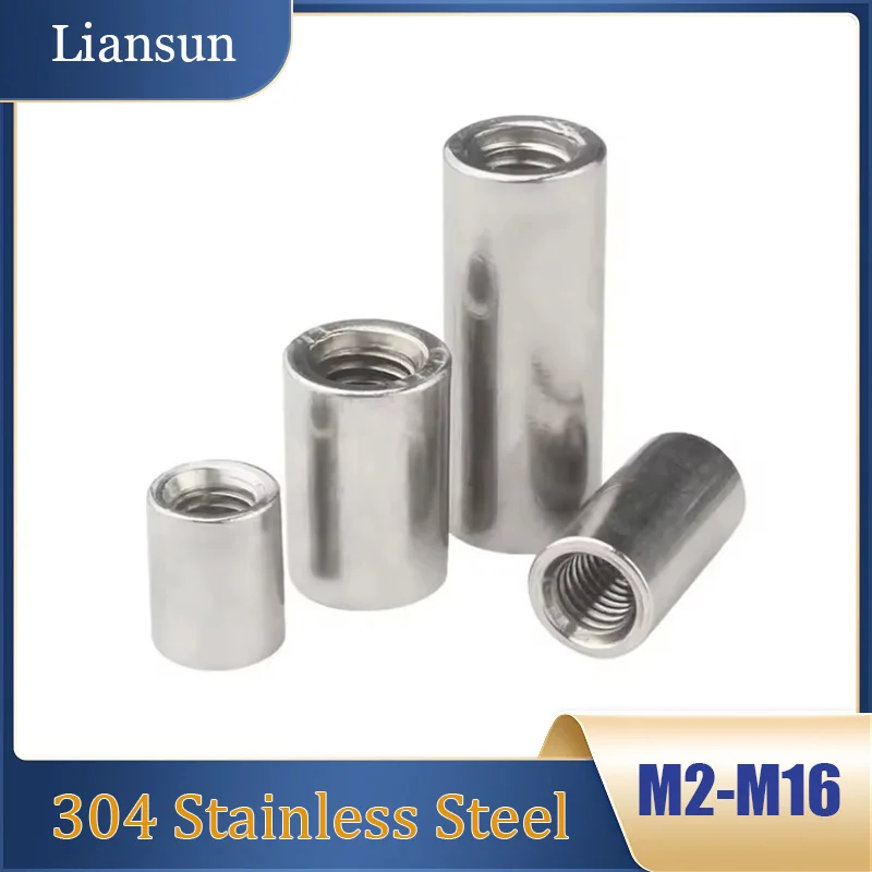 1-10pcs Extended Cylindrical Connect Screw Nut M2 M2.5 M3 M4 M5 M6 M8 M10 M12 M14 M16 304 Stainless Steel Length 4mm To 50mm