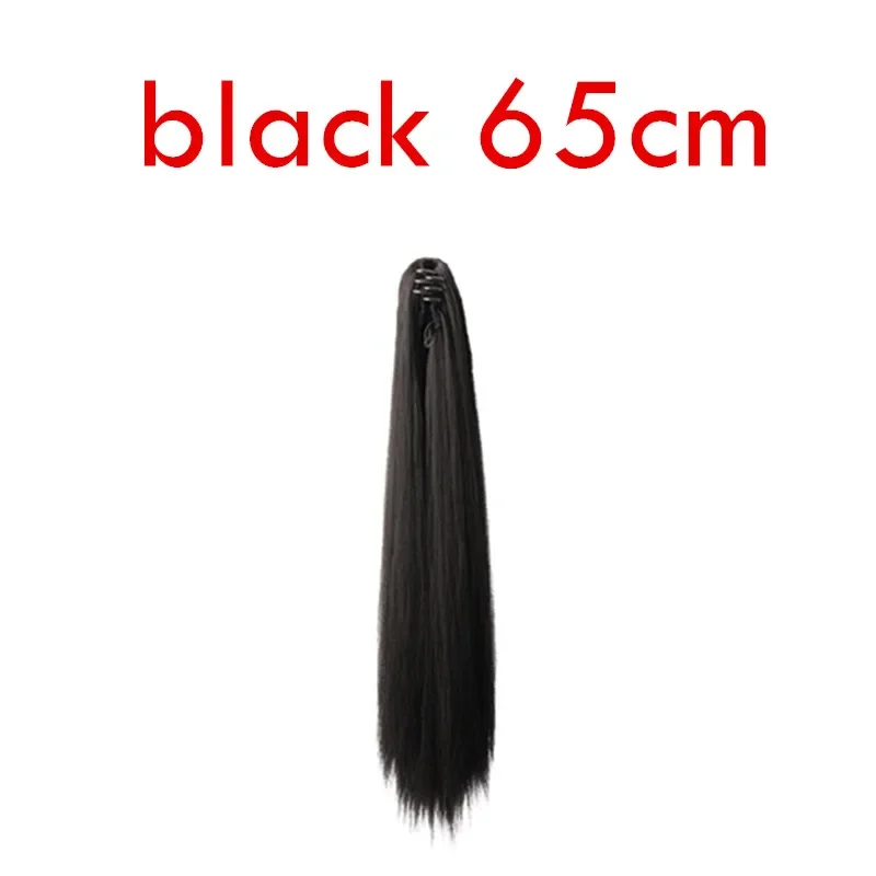 黒エンプリンス剣士ヘアアクセサリー騎士道ロングストレートポニーテール Wuxia 古代漢服写真撮影かつら爪クリップ