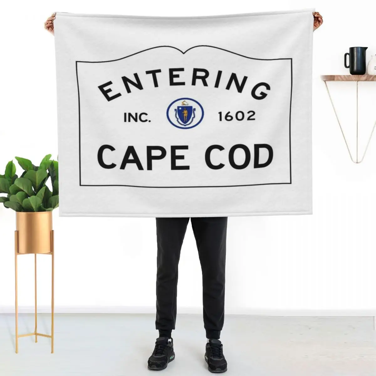 Entering Cape Cod Road Sign - Cape Cod, Massachusetts Throw Blanket Retros Kid'S Tourist Decorative Throw Soft Big Blankets