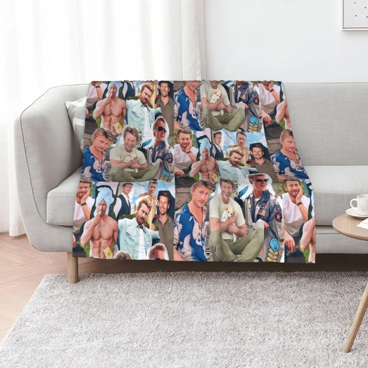 Glen Powell photo collage Throw Blanket Polar Picnic Sofa warm winter Shaggy Retros Blankets