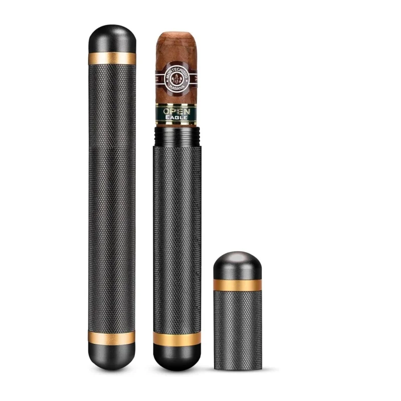 Portable Cigar Case Humidor Moisture Storage Tube Travel Pocket Titanium Metal Tobacco Cigarettes Holder Cigar Accessories