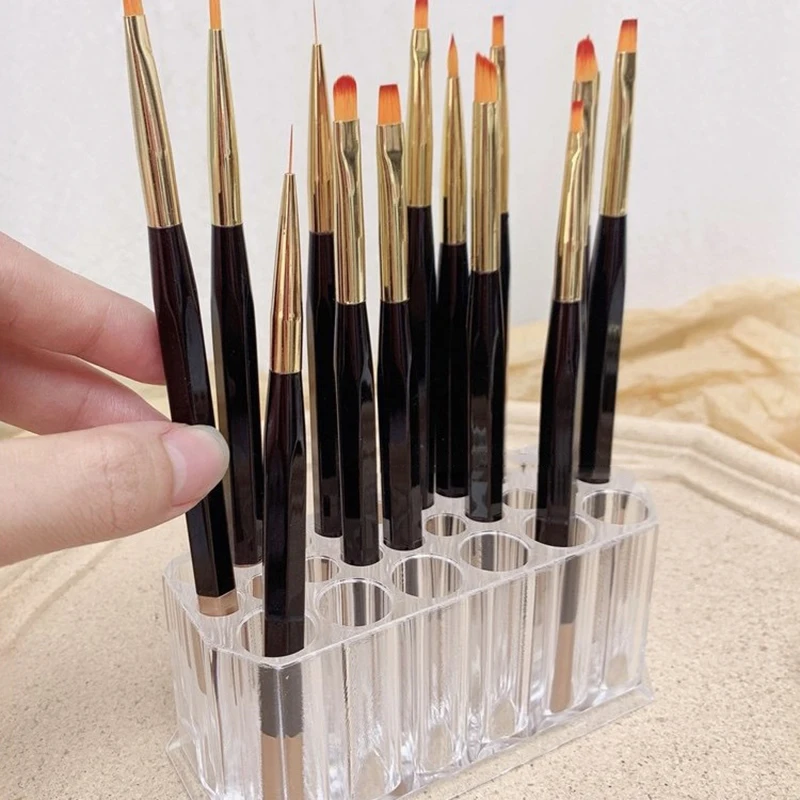 26 Holes Nail Brushes Storage Box Makeup Brushes Holder Acrylic Nail Tools Stand Organizer Nail Art Bushes Storage Showing Shelf