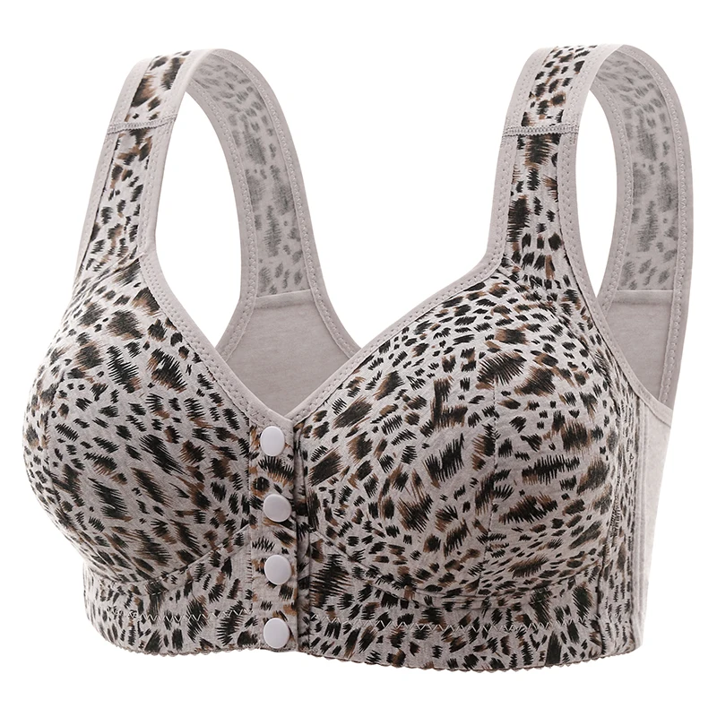 New Leopard Sexy Front Closure Bra Women Front Fastening Bra Wireless Bras for Women Push Up Lingerie Plus Size Brassiere