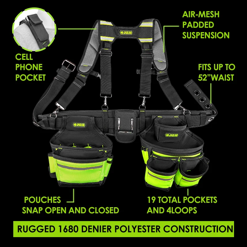 Jakah Tool Belt, Tool Rig, Durable, Premium Tool Belt Organizer