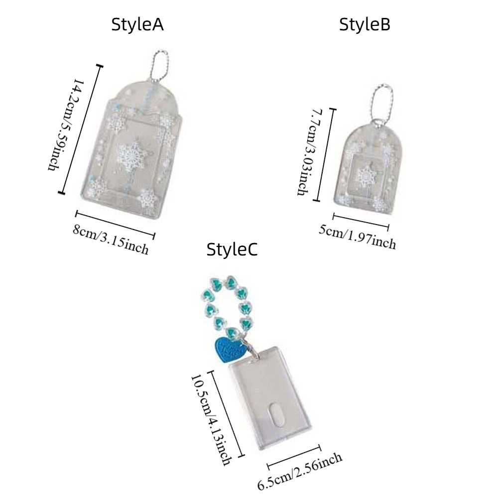 Acrylic PVC Card Cover Photocard Holder Snowflake Love Heart Pendant Idol Card Display Protector With Keychain