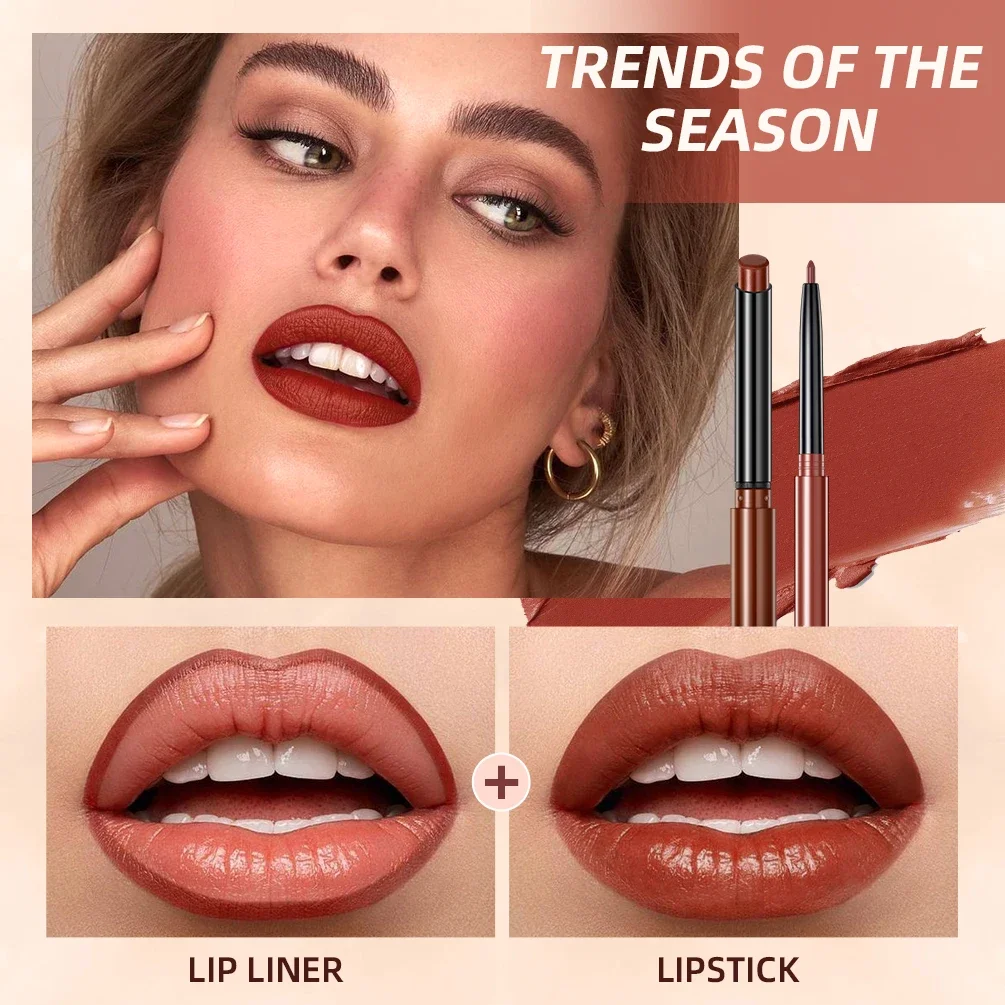 QIBESTLip Liner Waterproof Natural Nude Moisturizing Sexy Velvet Matte Lipstick Lip Liner Line Long-lasting Makeup Makeup