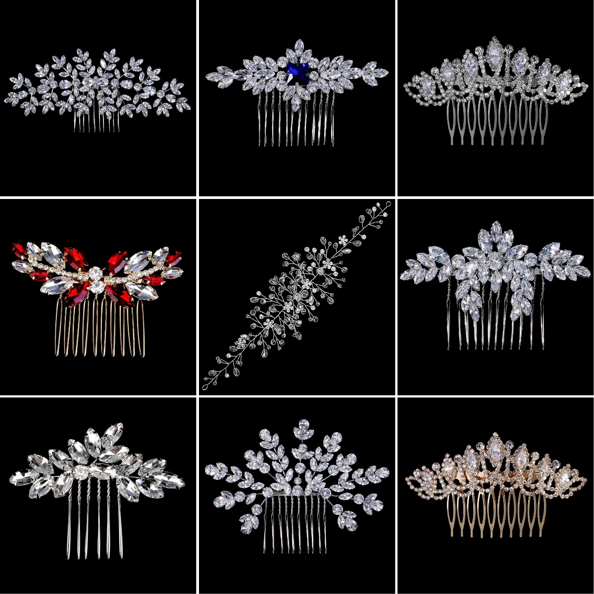 Explosion Bridal Hair Comb Fashion Crystal Zirconia Wedding Bride Side Clip Hair Comb Luxury Jewelry for Women Bridesmaid Gifts