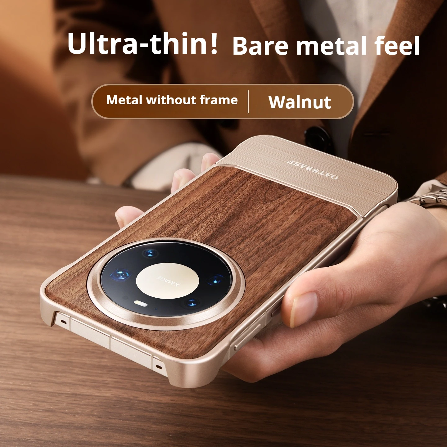 Eary Solid Wood Case for Huawei Mate 80 Pro Max 80 Pro Frameless Wooden Case Shockproof Anti-Drop Bumper Phone Protection Cover