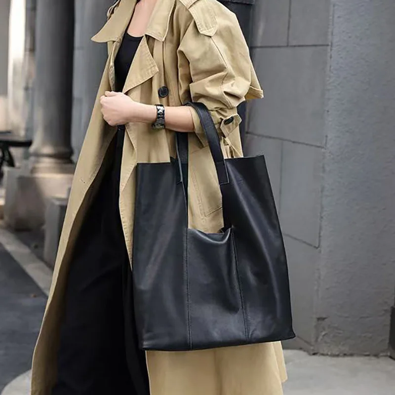 Genuine Leather Women\'s Bags New Korean Version Of The Handbag Casual Large Capacity  Shoulder Pack Niche Design Fashion Style