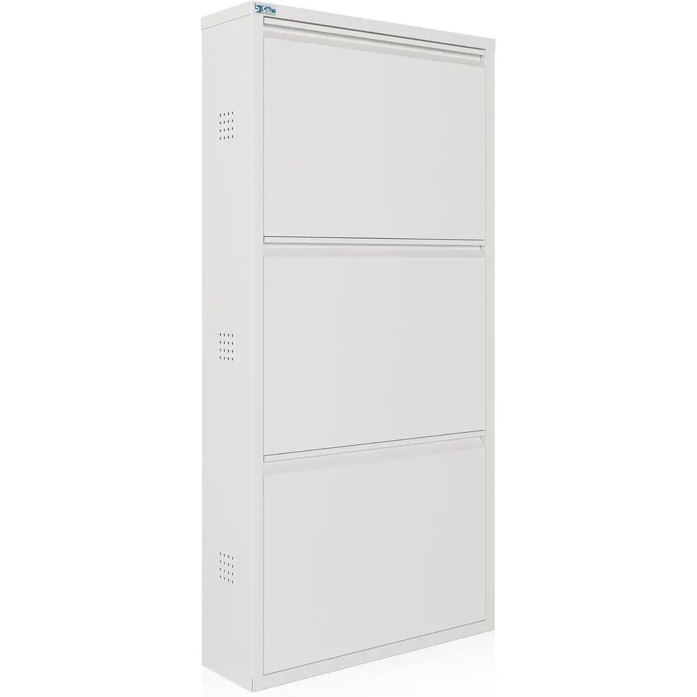 

3-Tier Metal Shoe Rack, White, Durable Organizer with Ventilation for Entryway, Space-Saving Design