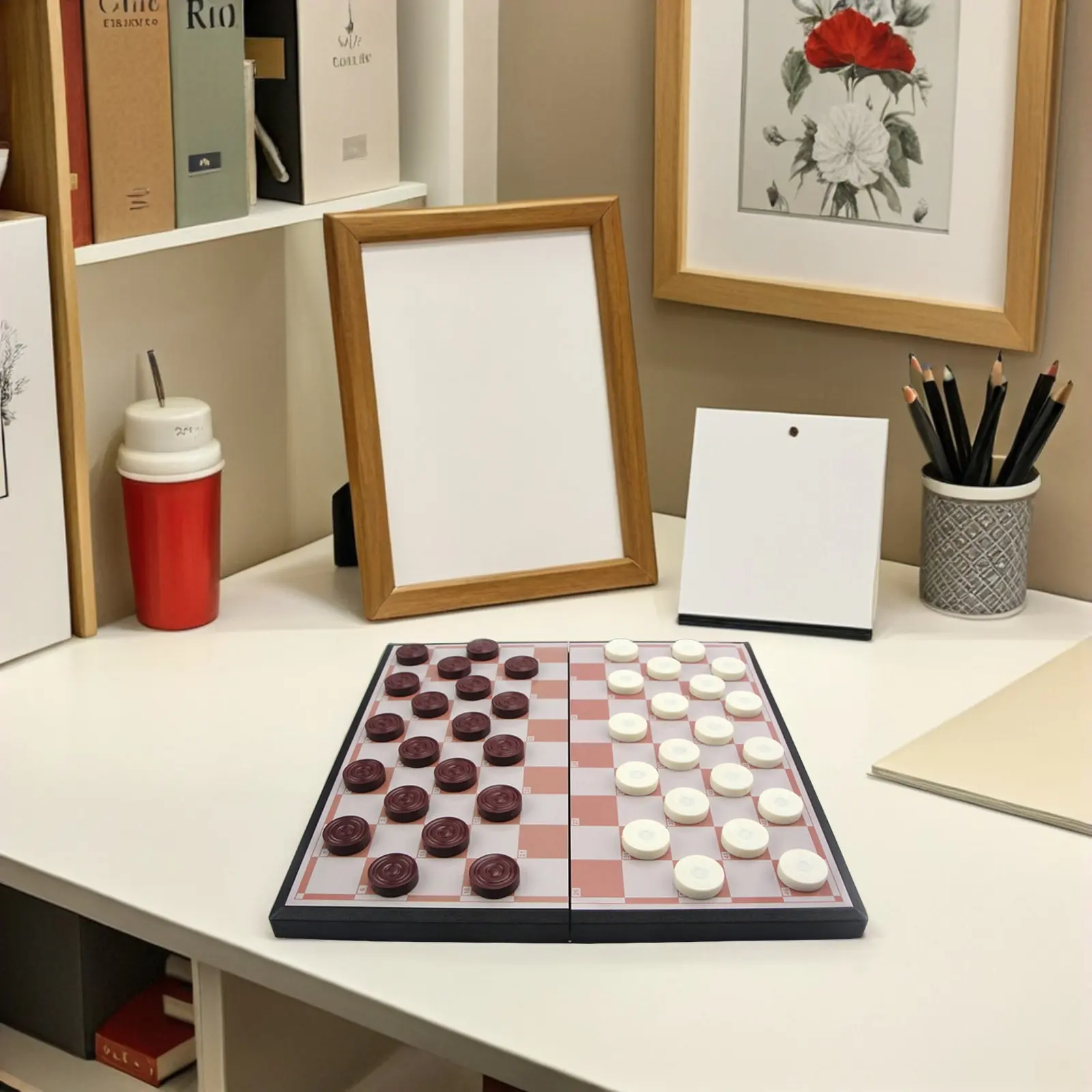 

Plastic Foldable International Draughts Checkerboard Lightweight Checkers Game Set for Adults Family Use