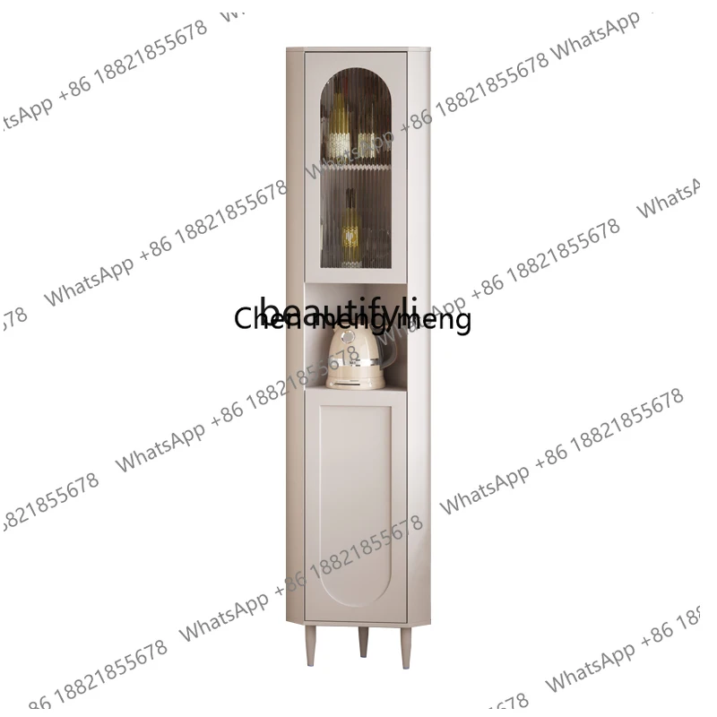 Cream Style Corner Cabinet Modern Minimalist Wine Cabinet Small Apartment Living Room French Triangle Cabinet furniture