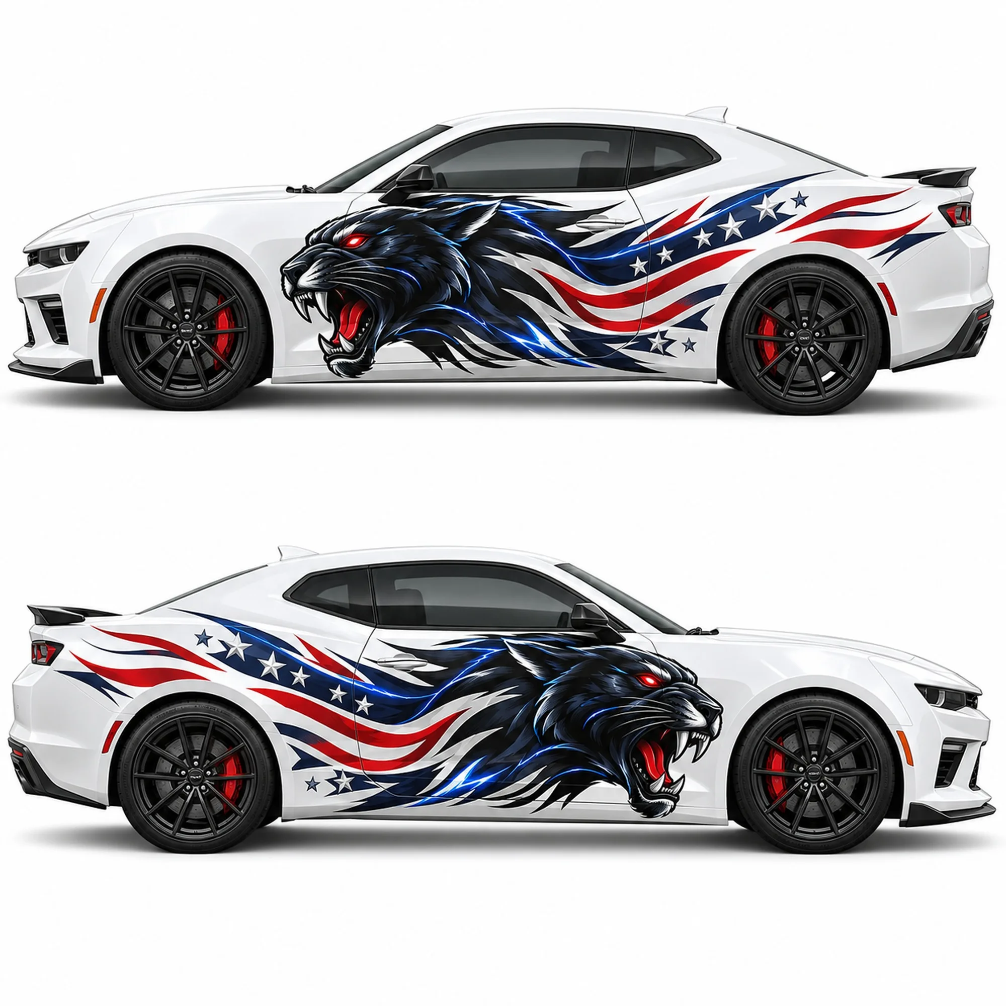 2 PCS Liberty Night Panther Strike Car Side Decals, Die-Cut Vinyl Sticker Set